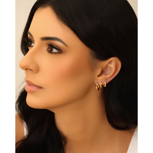 Trio de Argolas Detalhadas Banhado a Ouro 18K