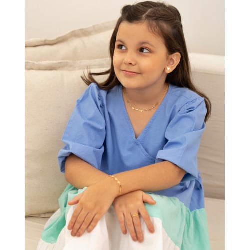 Gargantilha Infantil Corações Pontos de Luz Cristal Banhado a Ouro 18K