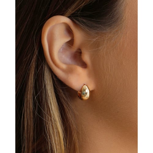 Brinco Argola Click Lisa 1.3 cm Banhado a Ouro 18K