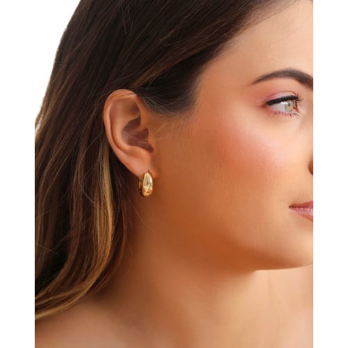 Brinco Argola Click Lisa 1.8 cm Banhado a Ouro 18K