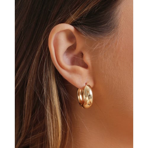 Brinco Argola Click Lisa 2.2 cm Banhado a Ouro 18K