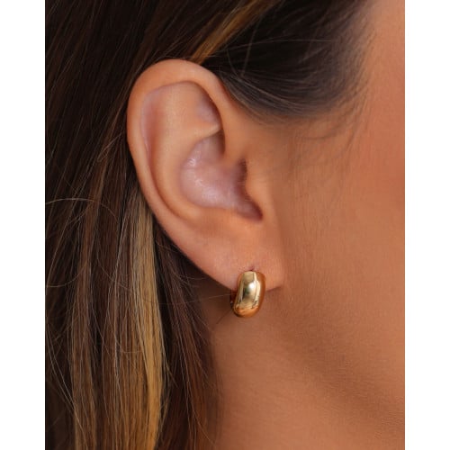 Brinco Argola Click Reta Lisa 1.3 cm Banhado a Ouro 18K