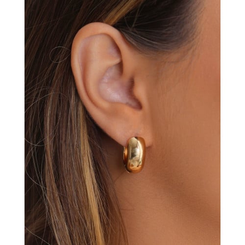 Brinco Argola Click Reta Lisa 1.8 cm Banhado a Ouro 18K
