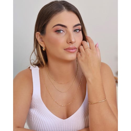 Brinco Argola Click Oval Liso 1.8 cm Banhado a Ouro 18K
