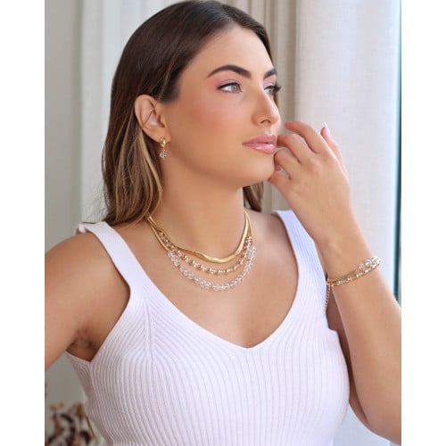 Gargantilha Snake Cristais Banhado a Ouro 18K - 40 cm