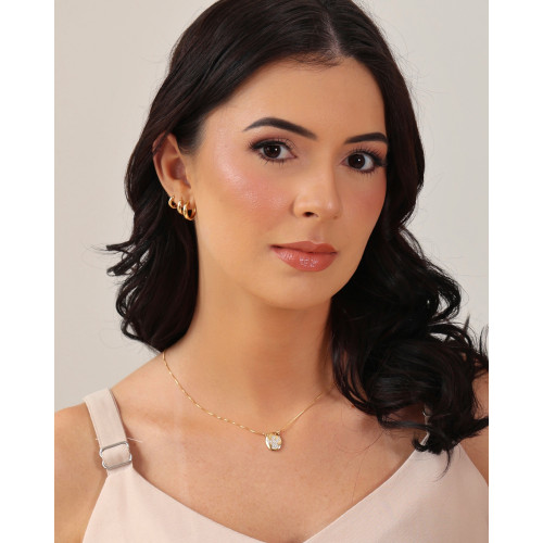 Escapulário Anjo da Guarda Cravejado Cristal Banhado a Ouro 18K