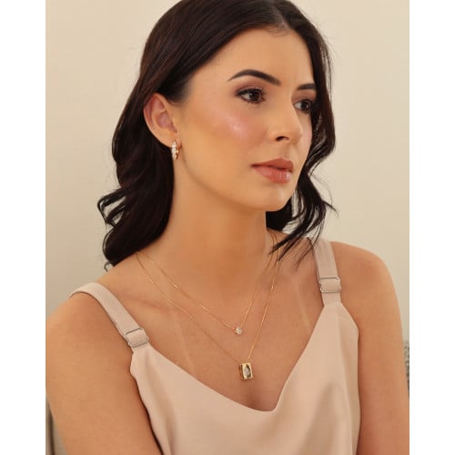 Brinco Argola Click Gotas Cristal 1.9 cm Banhado a Ouro 18K