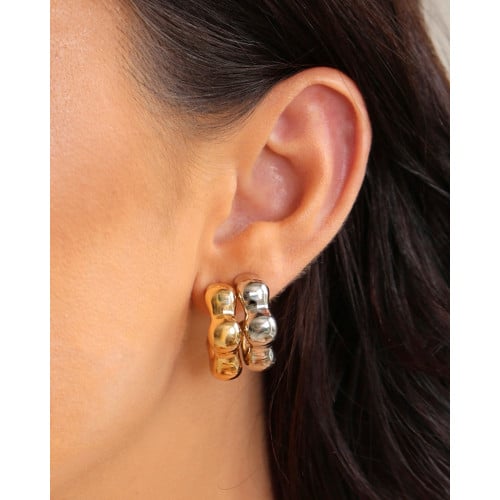 Brinco Argola Orgânica ABS 2.2 cm Banhado a Ouro 18K