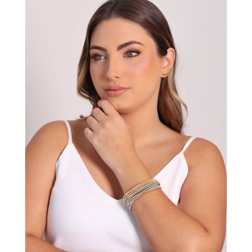 Bracelete Mola Rabo de Rato 3 mm Ródio Branco