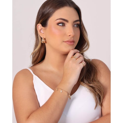 Brinco Argola Filetes Frisada Fecho Italiano 2.4 cm Banhado a Ouro 18K