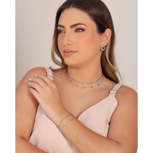 Choker Elos Losango 4 mm Ródio Branco