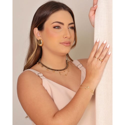 Choker Elos Ovais Lisos Banhado a Ouro 18K
