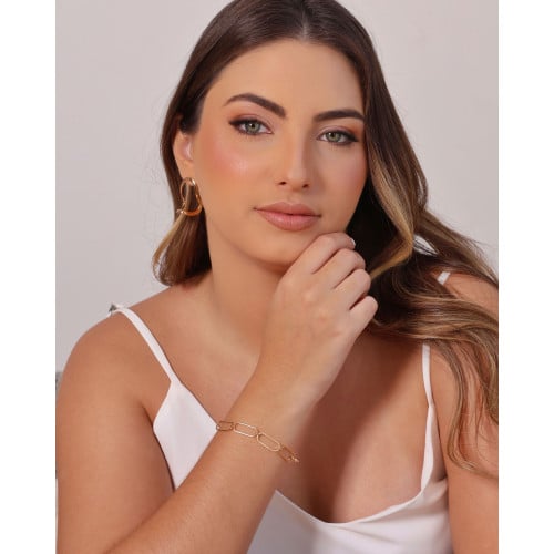Brinco Orgânico Vazado Liso Banhado a Ouro 18K
