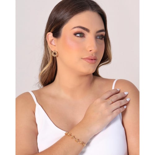 Brinco Círculos Torcidos Entrelaçados 1.8 cm Banhado a Ouro 18K