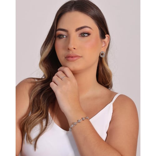 Brinco Círculos Torcidos Entrelaçados 1.8 cm Ródio Branco