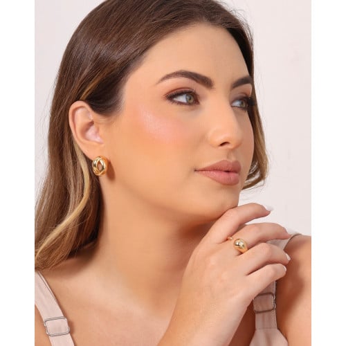 Brinco Nó Liso 1.9 cm Banhado a Ouro 18K