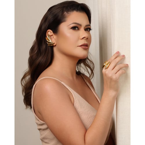 Ear Cuff Asa Lisa 4.5 cm Banhado a Ouro 18K