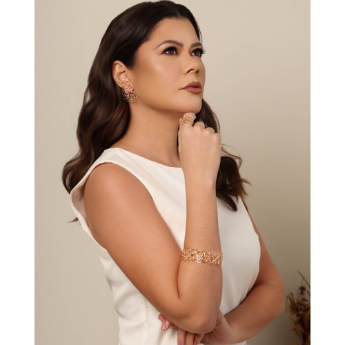 Bracelete Círculos Vazados Entrelaçados Banhado a Ouro 18K