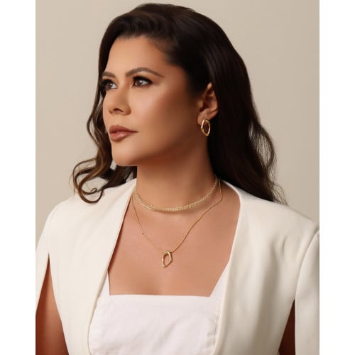 Brinco Orgânico Vazado 2.5 cm Banhado a Ouro 18K
