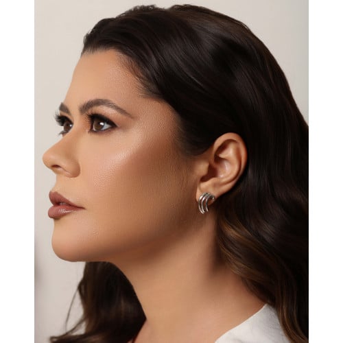 Ear Hook Filetes Lisos 1.9 cm Ródio Branco