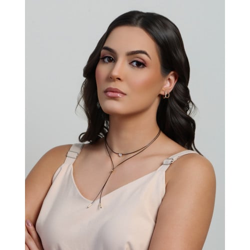 Brinco Argola Click Cravejado Cristal 1.5 cm Banhado a Ouro 18K