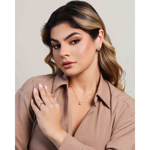 Gargantilha Veneziana Retângulo Cristal Banhado a Ouro 18K - 45 cm
