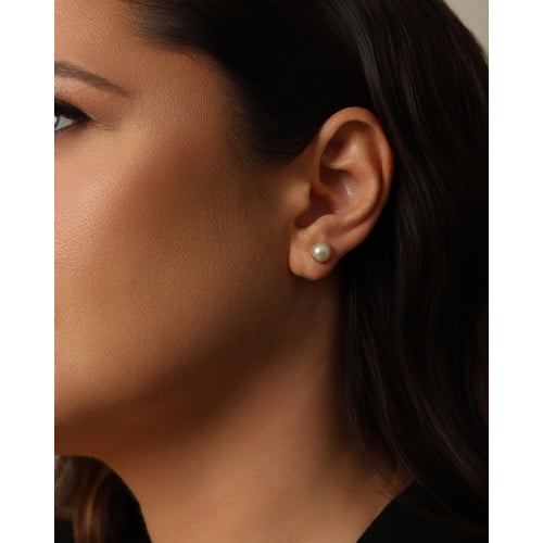 Brinco Pérola 8 mm Banhado a Ouro 18K