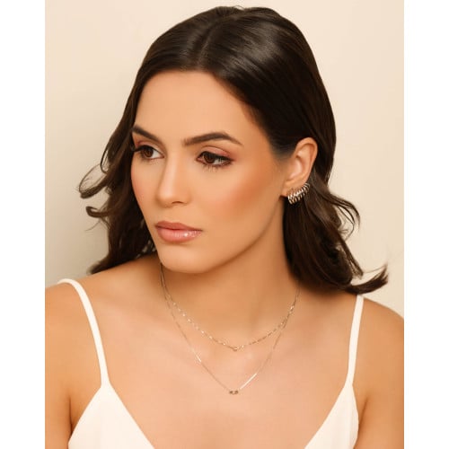 Gargantilha Veneziana Quadrados Lisos 2 mm Ródio Branco - 45 cm