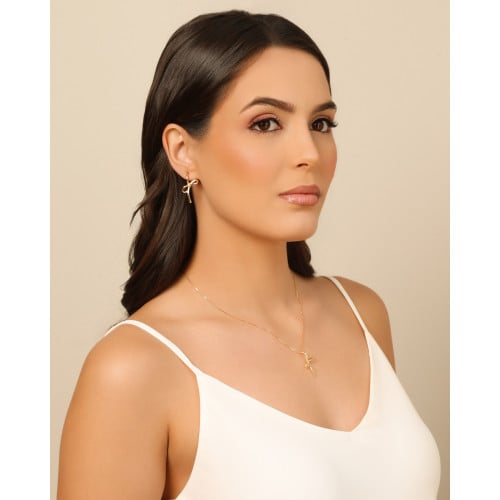 Brinco Laço Liso 3.0 cm Banhado a Ouro 18K