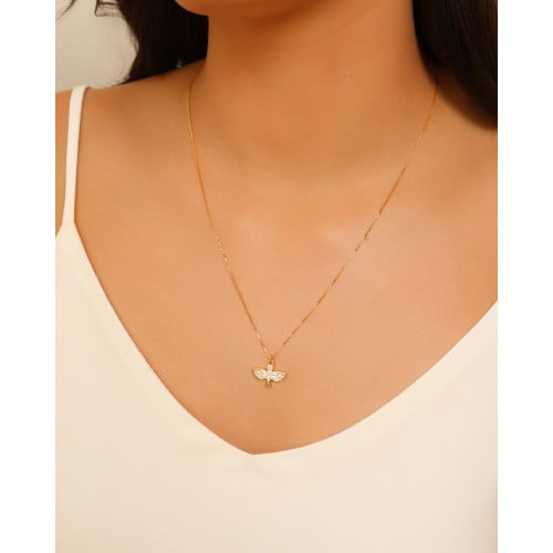 Gargantilha Veneziana Espírito Santo Cravejado Cristal Banhado a Ouro 18K - 55 cm