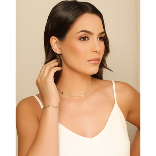 Trio Pontos de Luz Cristal Banhado a Ouro 18K