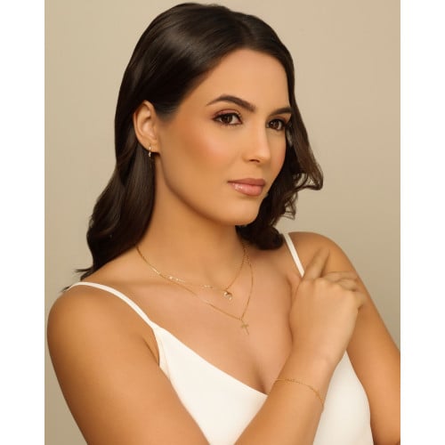 Brinco Argola Click Cruz 2.6 cm Banhado a Ouro 18K