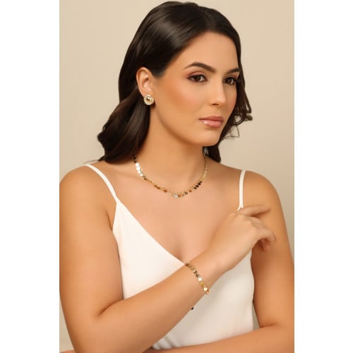 Brinco Redondo Entrelaçado Texturizado 1.8 cm Banhado a Ouro 18K