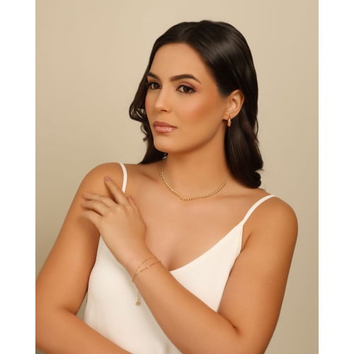 Brinco Argola Click Bolinhas Vazadas 1.9 cm Banhado a Ouro 18K
