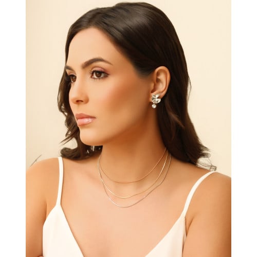 Gargantilha Tripla Rabo de Rato Mix de Banhos Banhado a Ouro 18K