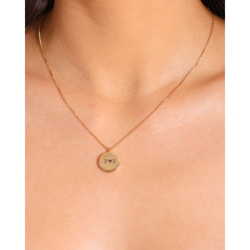 Gargantilha com Pingente Redondo Personalizado Banhado a Ouro 18K