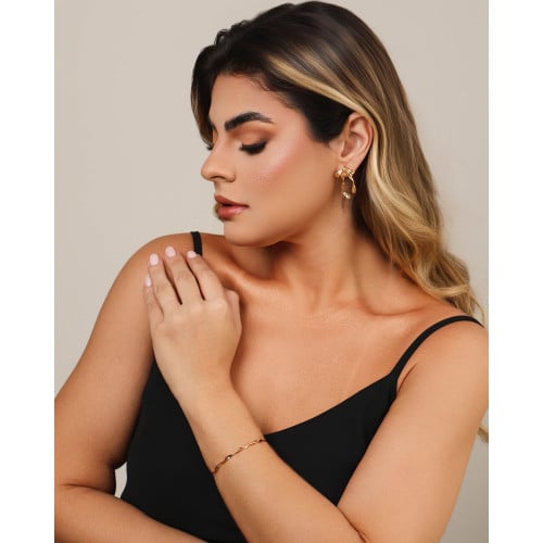 Brinco Laço Torcido 3.1 cm Banhado a Ouro 18K
