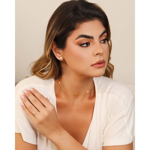 Choker Flores Texturizadas 8 mm Banhado a Ouro 18K