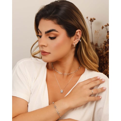 Pulseira Elos Entrelaçados Ródio Branco