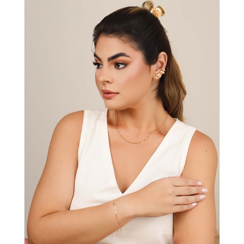 Pulseira Elos Ovais 4 mm Banhado a Ouro 18K