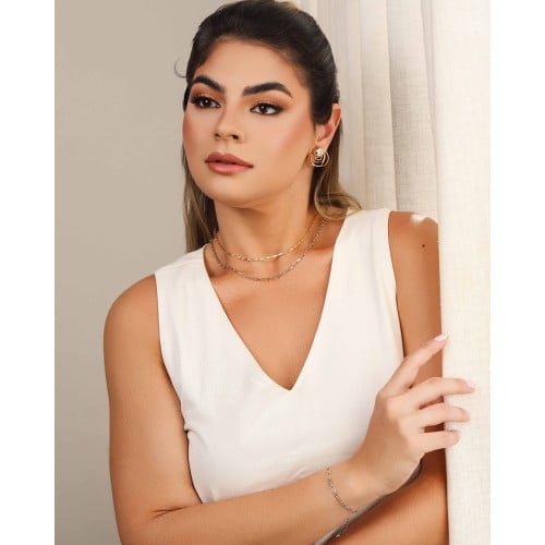 Choker Elos Grampo Banhado a Ouro 18K