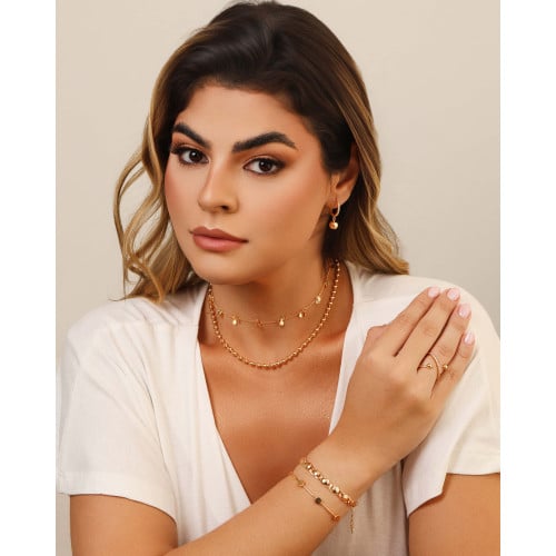 Choker Elos Plaquinhas Lisas 3 mm Banhado a Ouro 18K