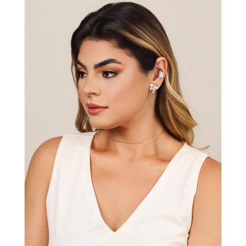 Choker Piastrine 1 mm Ródio Branco