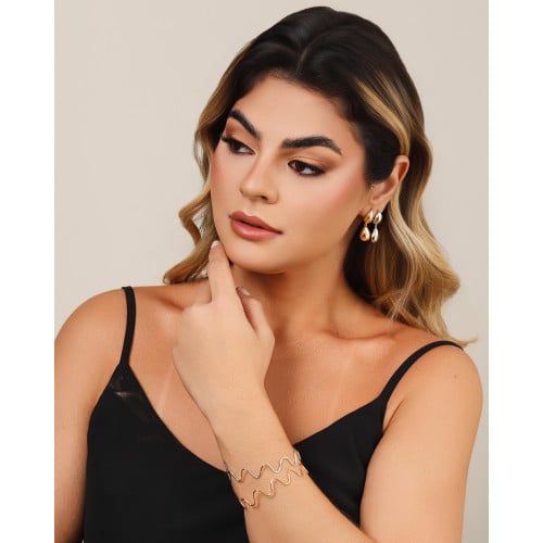 Bracelete Ondas 1.2 cm Banhado a Ouro 18K