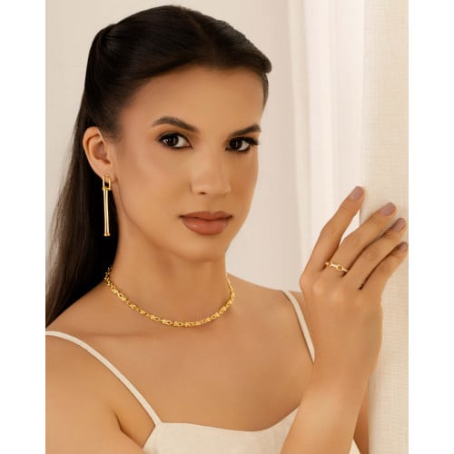 Brinco Elos U Balanço 6.0 cm Banhado a Ouro 18K