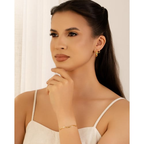 Brinco Argola Click Torcida 1.5 cm Banhado a Ouro 18K