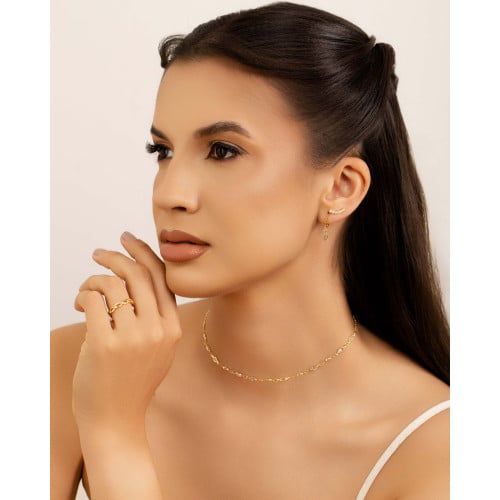 Choker Navetes Cristal Banhado a Ouro 18K