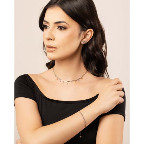 Pulseira Plaquinhas Duplas Ródio Branco