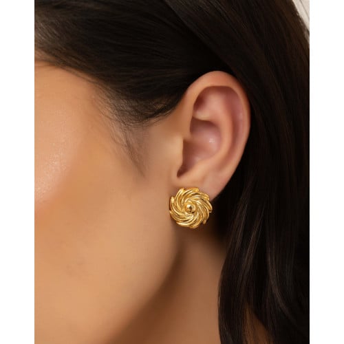 Brinco Flor Lisa 1.8 cm Banhado a Ouro 18K