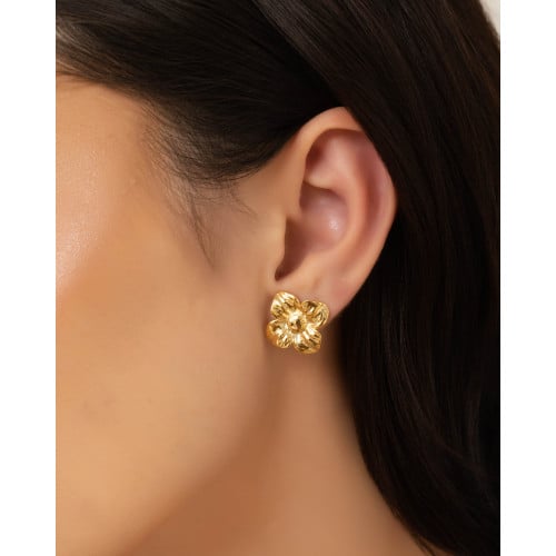 Brinco Flor 1.8 cm Banhado a Ouro 18K